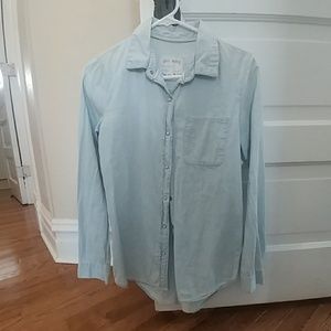 Girl Krazy blue denim tunic top button shirt